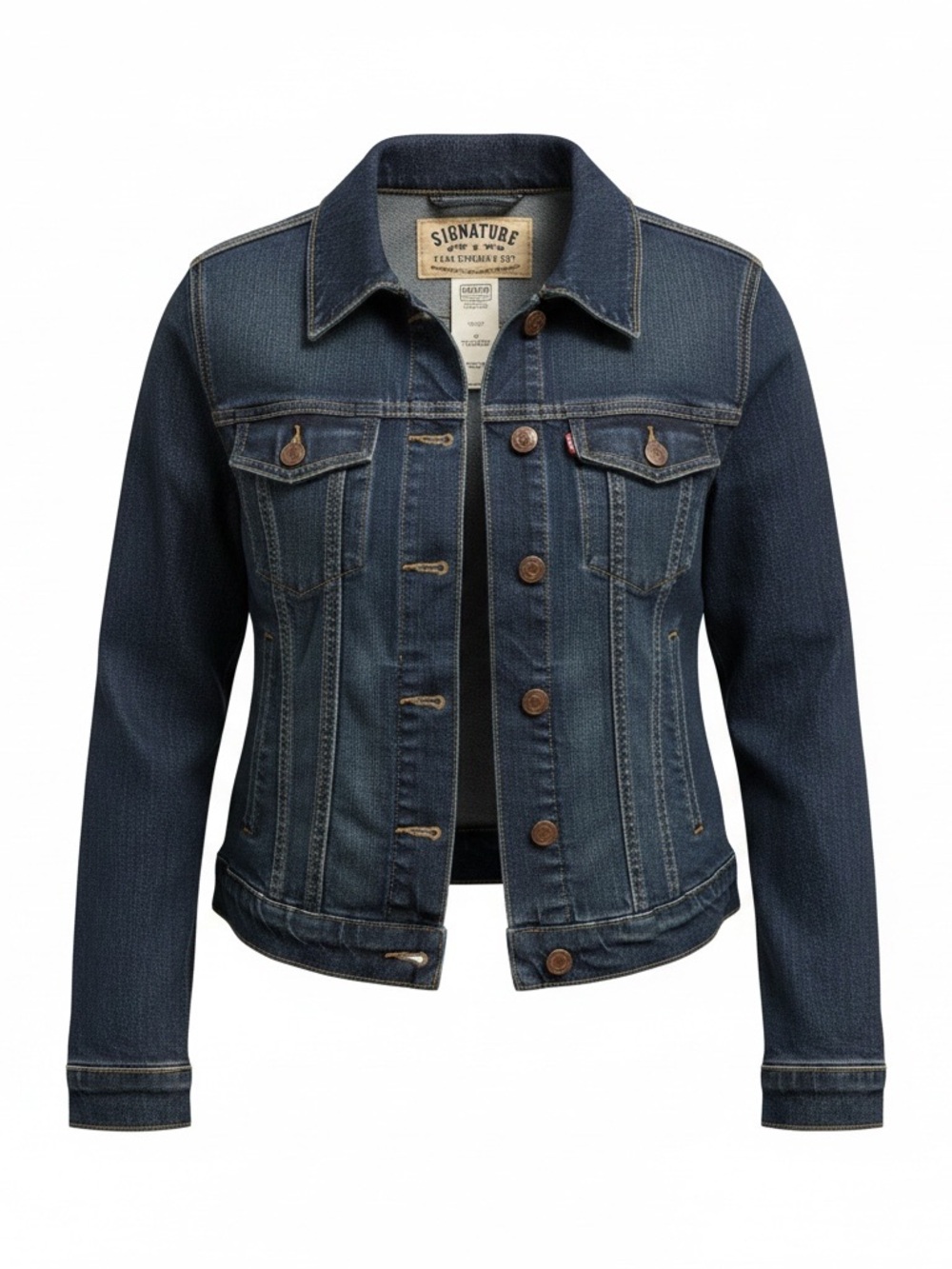 Levi's Dark Blue Denim Jacket with Contrast Stitching - Choosing Texas